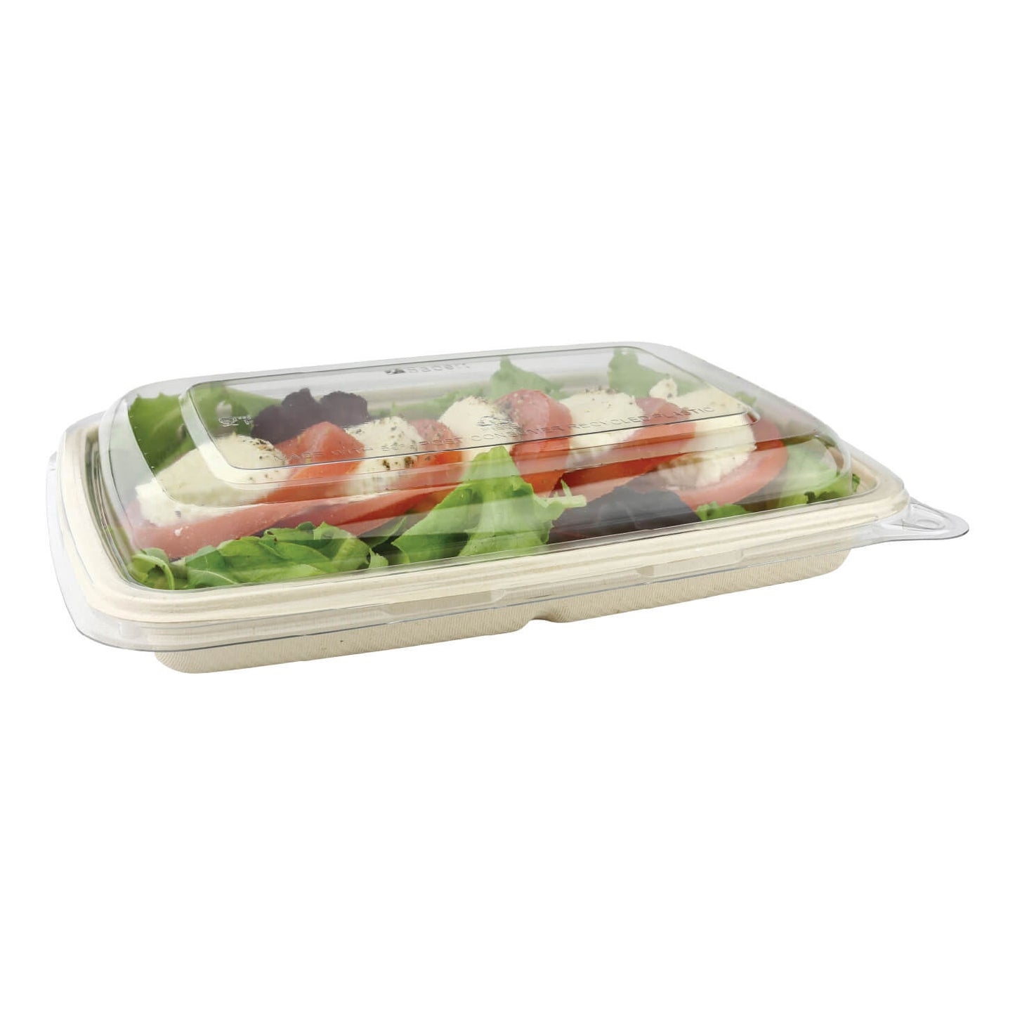9" x 6.5" Compostable Bagasse/Sugarcane 32oz To-Go Container / Lid
