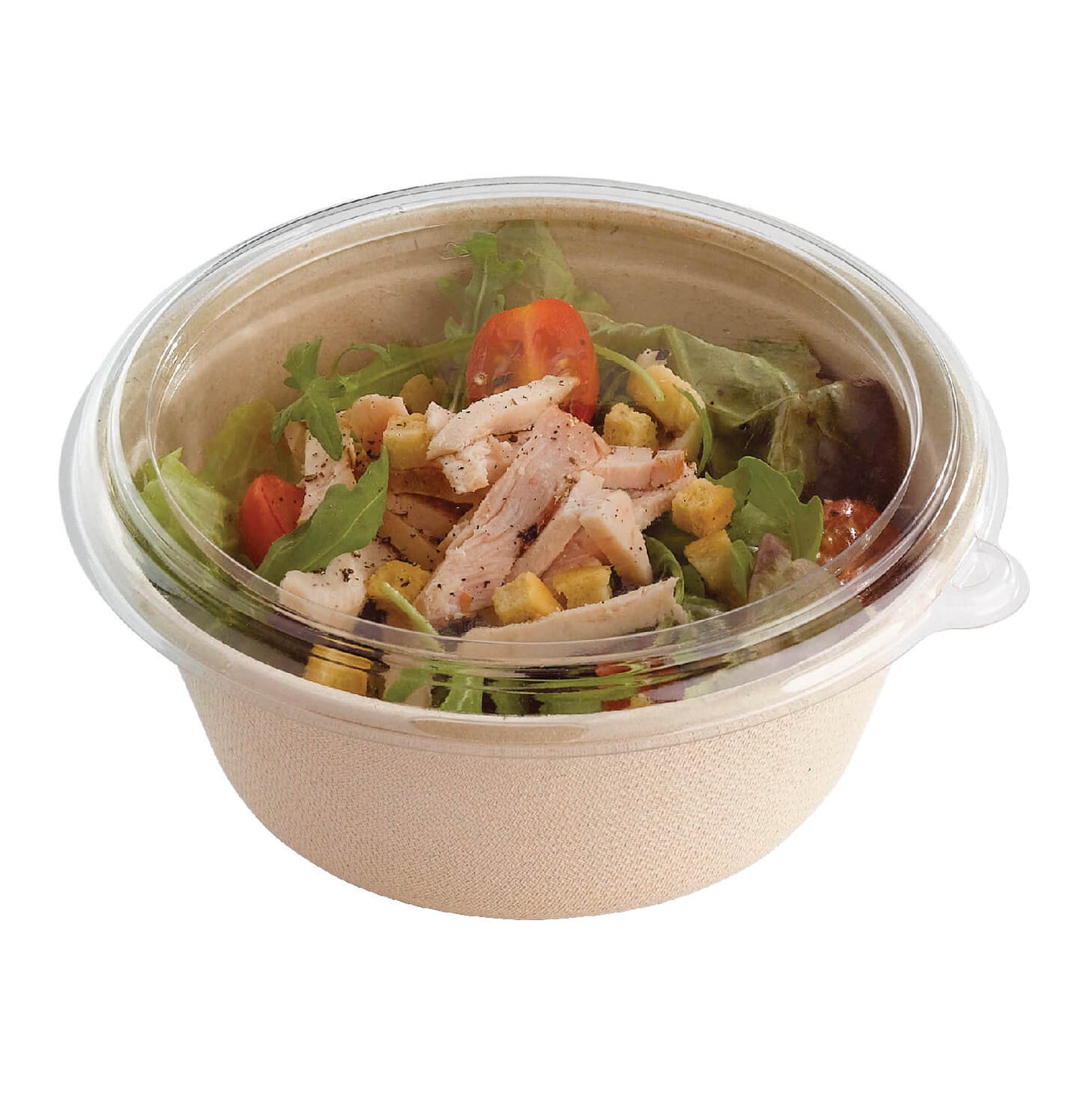 6" Compostable Bagasse/Sugarcane 17oz To-Go Bowl / Lid