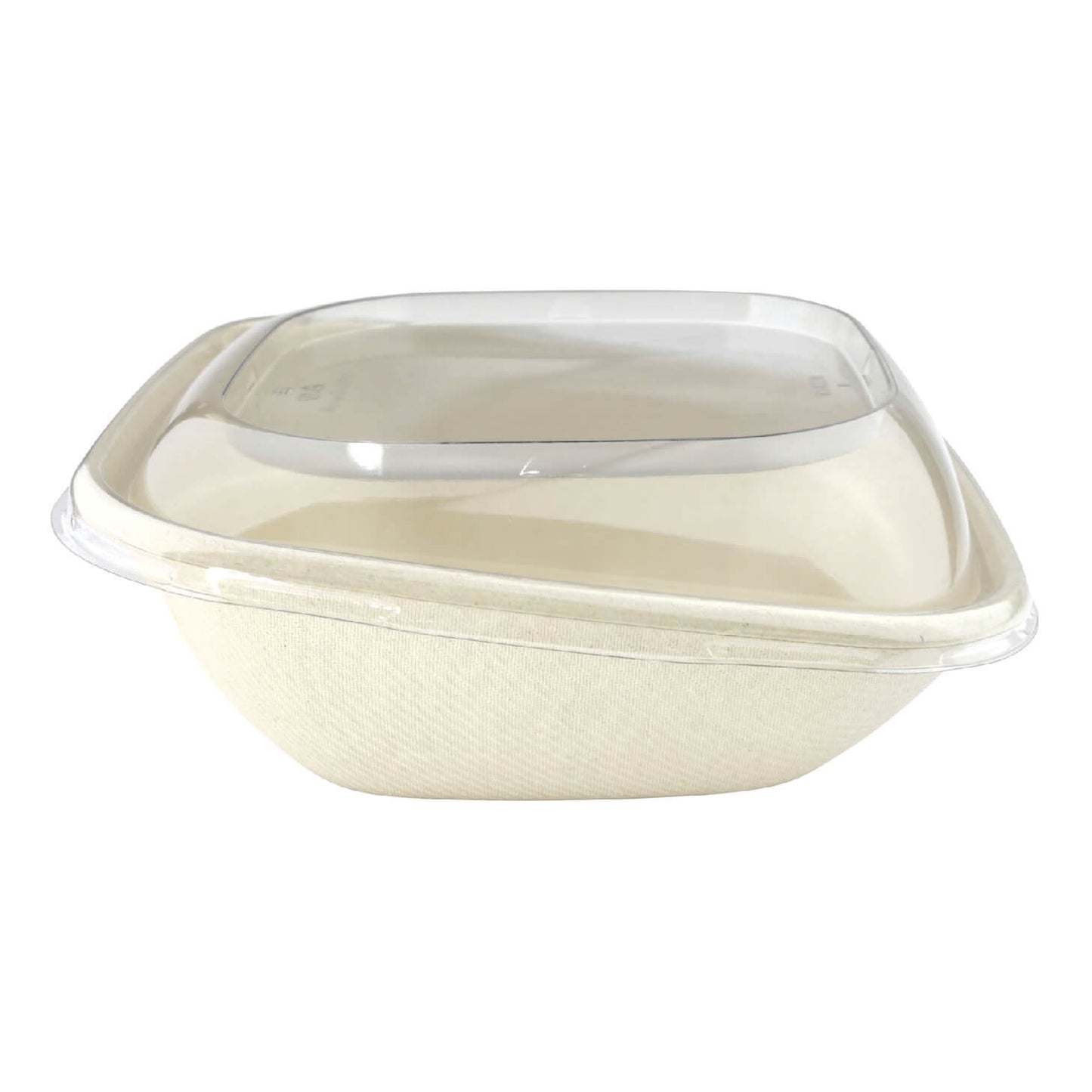 7.3" x 7.2" Compostable Bagasse/Sugarcane 26oz To-Go Container / Lid