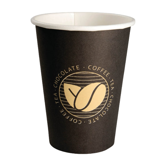 12oz Coffee Beans Print Paper Hot Cup and Lid