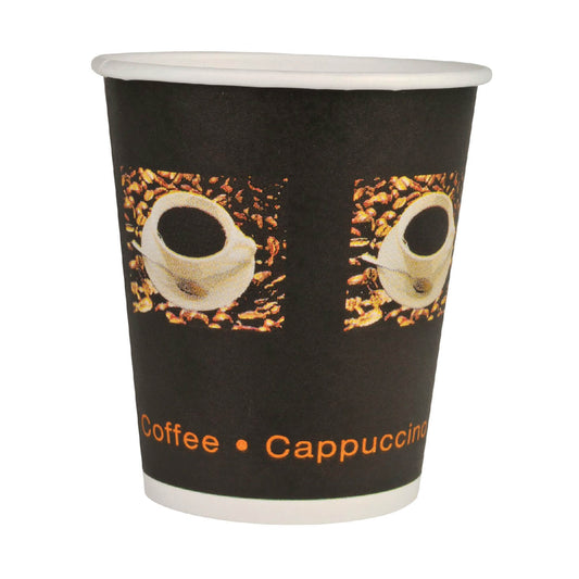 8oz Coffee Beans & Cup Print Hot Cup and Lid