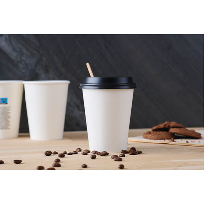 8oz Premium White Coffee Cup and Lid