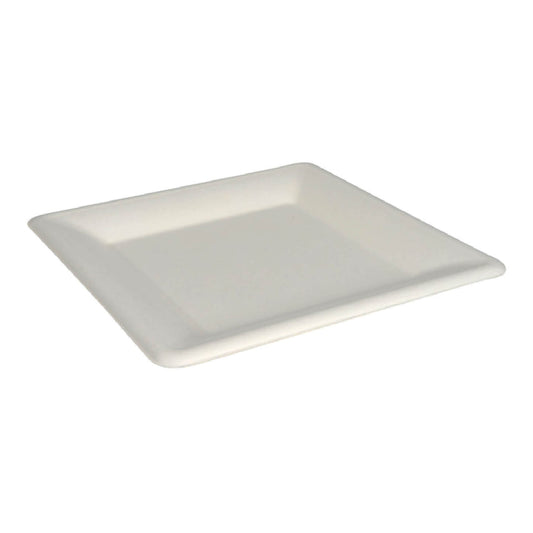 Compostable Bagasse/Sugarcane 10.2" x 10.2" Square Eco Plate