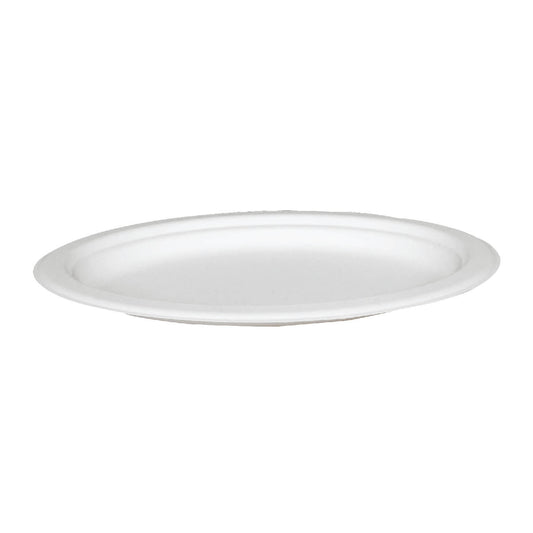 Compostable Bagasse/Sugarcane 7.5" x 10.2" Oval Eco Plate