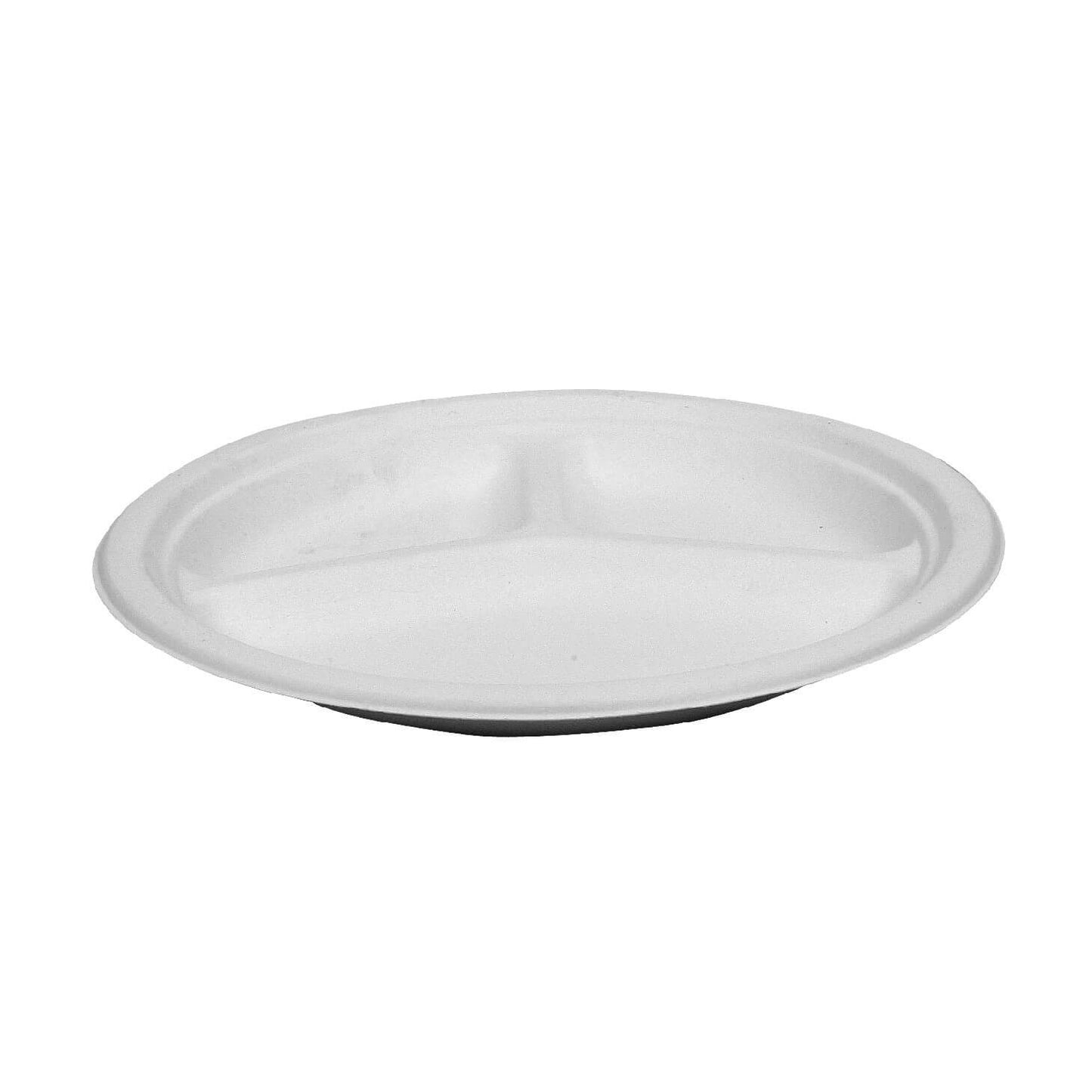 Compostable Bagasse/Sugarcane 10.2" Round Eco Plate 3 Compartment