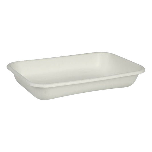 8.3" x 5.5" x 1.4" Compostable Bagasse/Sugarcane To-Go Container and Lid