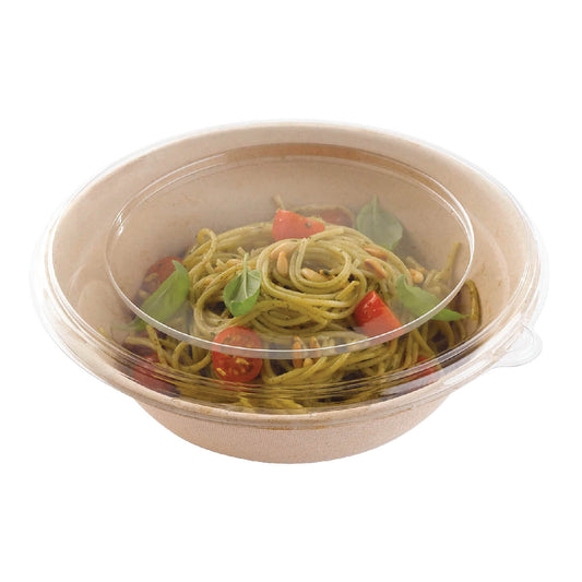 8.2" Compostable Bagasse/Sugarcane 33.8oz To-Go Bowl and Lid