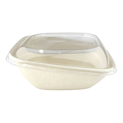 7.3" x 7.2" Compostable Bagasse/Sugarcane 26oz To-Go Container and Lid