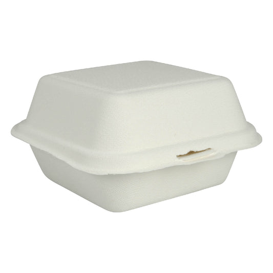 6" x 6" Compostable Bagasse/Sugarcane Clamshell Container