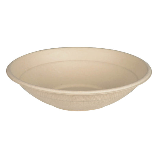 7.7" Compostable Bagasse/Sugarcane 23.7oz Round To-Go Bowl and Lid