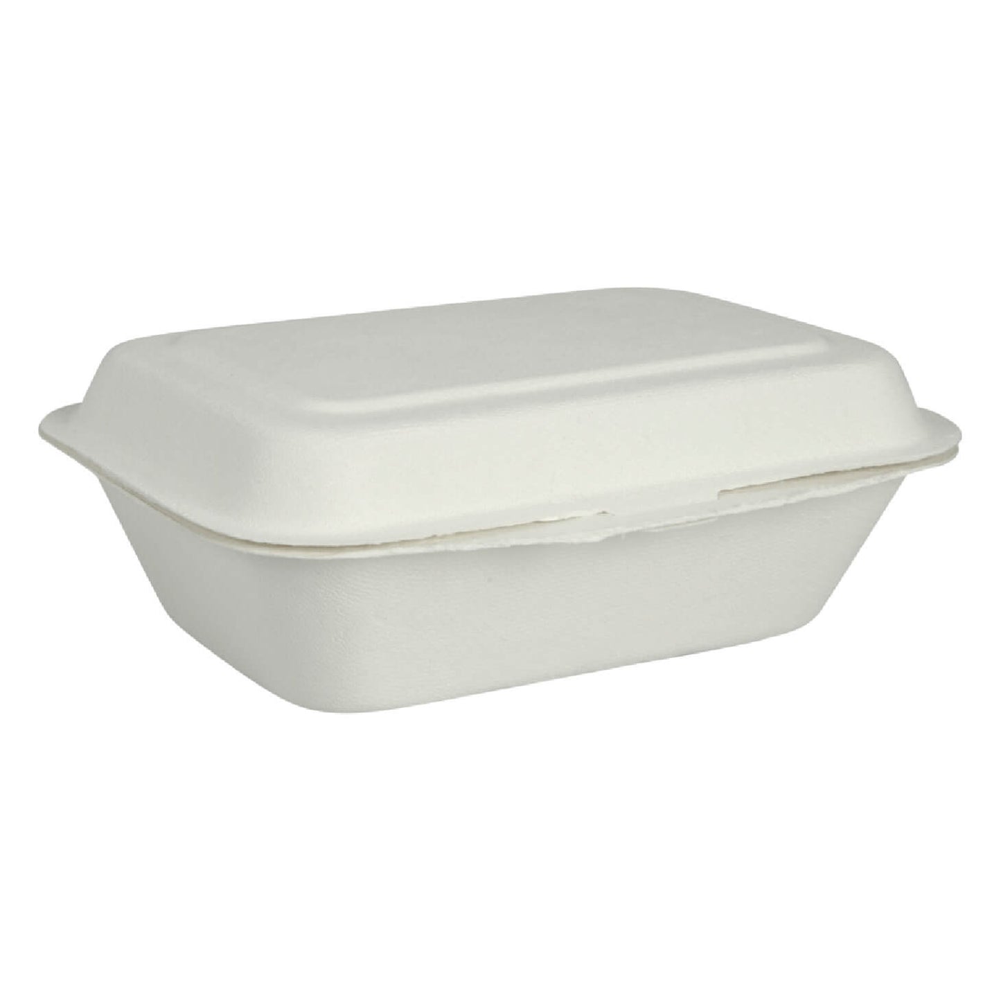 7.3" x 5.4" Compostable Bagasse/Sugarcane PFAS-Free Clamshell Container